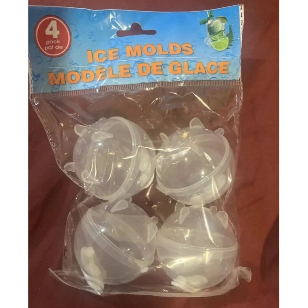 Plastic Ice Molds Round, 4 Pack, New